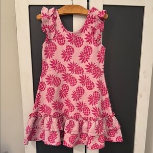 Janie and Jack Girls' 6T Pink Pineapple Print Ruffle Dress